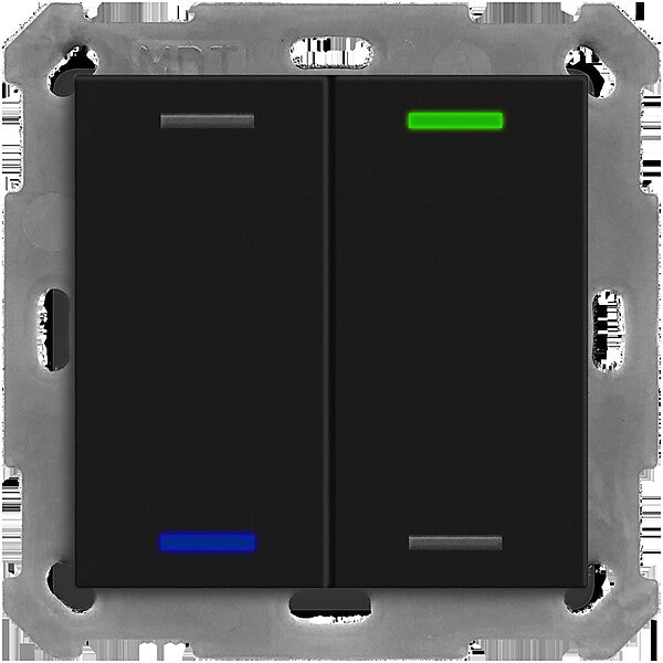 MDT technologies KNX Taster Light 55 2-fach RGBW,swmatt, Neutral BE-TAL550206.01